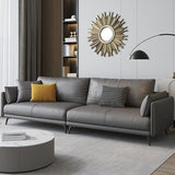 Sofa standard contemporain authentique en cuir carré avec dos lâche pour le salon