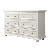 Glam White Wooden Horizontal Storage Chest with Drawers for Home