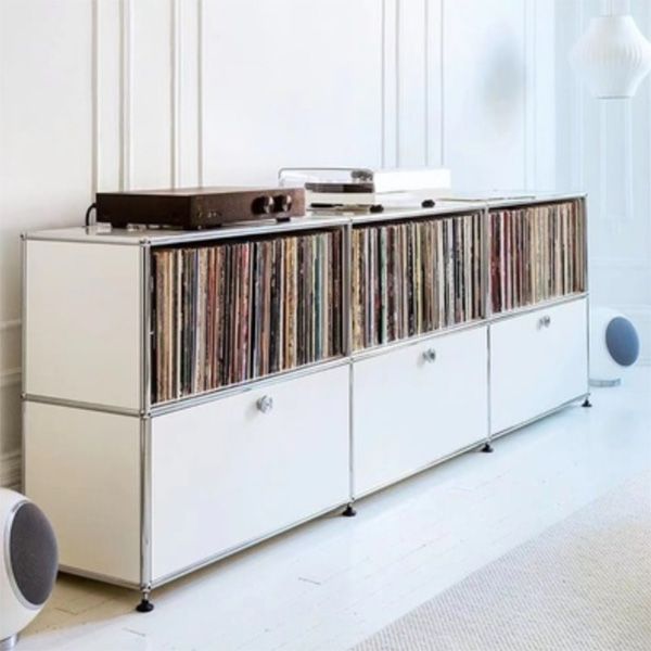 Aparador de estilo de estilo contemporáneo de estilo de madera con marco de metal