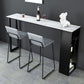 Mesa de bar de piedra sinterizada Mesa de bar rectangular moderna con estantes de almacenamiento