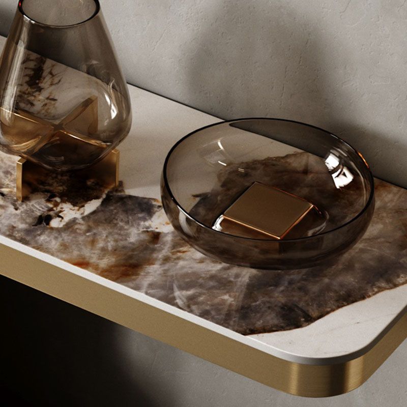 Glam Rectangle Console Table Stone Console Accent Table for Hall