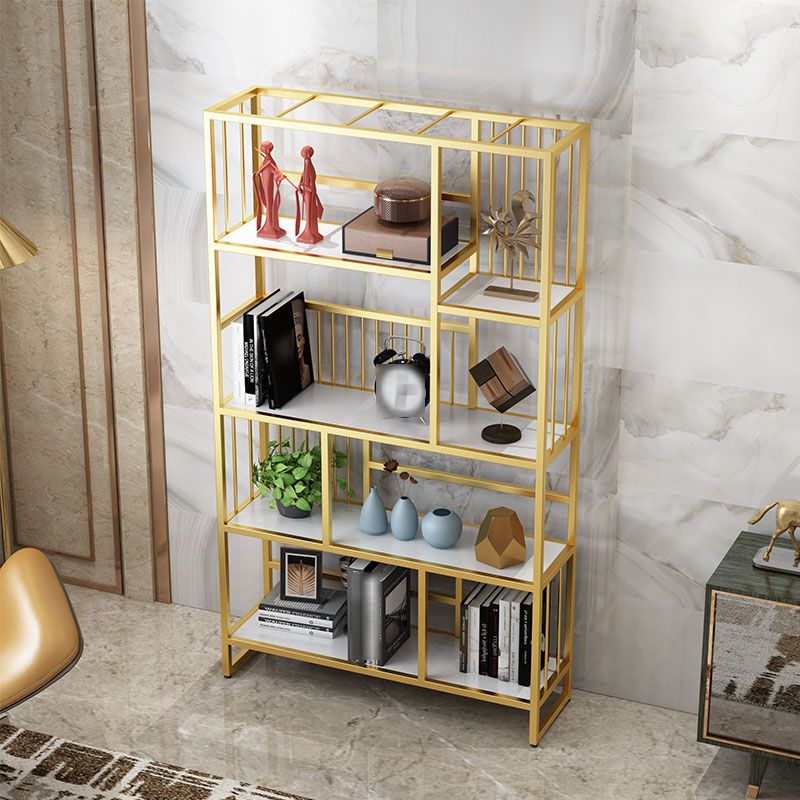 Glam Vertical Open Etagere Bookshelf Iron Frame Manufactured Wood Shelf Bookcase Clearhalo 'Bookcases' 'furn' 'furn_bookcases' 'Furniture' 'furniture_bookcases' 'Office Furniture' 1200x1200_fd1046e7-e68a-4ed9-b6cc-f18b36e600ce