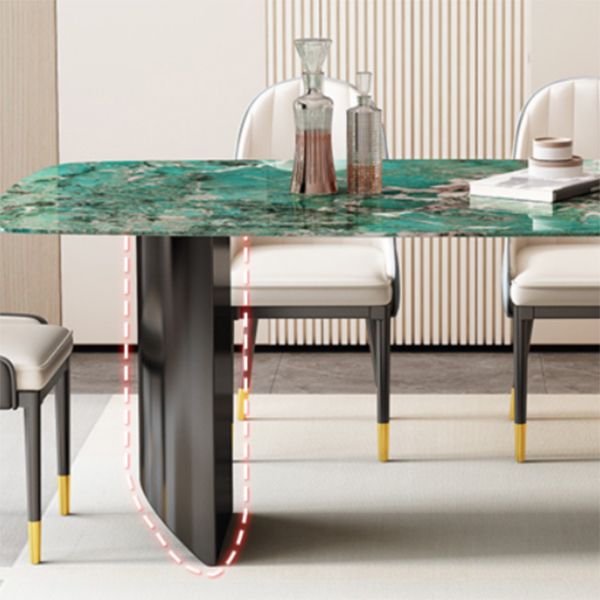 Mesa de comedor con pedestal doble, mesa de comedor rectangular para cocina