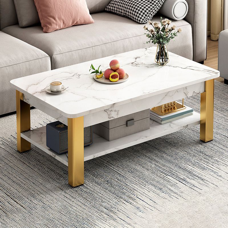 Modern Metal 4 Legs Cocktail Table Marble Rectangle Coffee Table Clearhalo 'Coffee & Accent Tables' 'Coffee Tables' 'coffee_tables' 'furn' 'furn_coffee_tables' 'Furniture' 'furniture_coffee_tables' 'Living Room Furniture' 1200x1200_fd123caf-e9af-43fd-ab32-65a6ff4a28e6