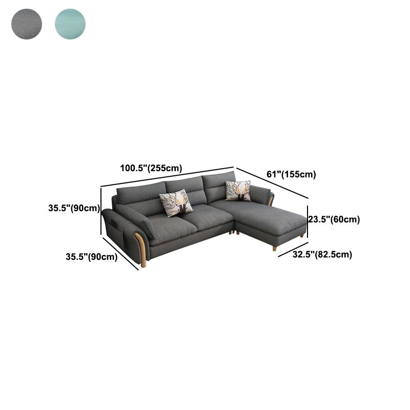 35.43" Tall Modern Linen Sectional Flared Arm Sectional for Living Room Clearhalo 'furn' 'furn_sectionals' 'Furniture' 'Living Room Furniture' 'Sectionals' 1200x1200_fd12ed48-9b1c-4e69-958e-d2aeb7766286