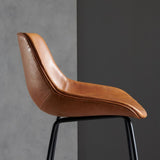 Silla de mostrador de heces de cuero de cuero de cuero industrial con base negra