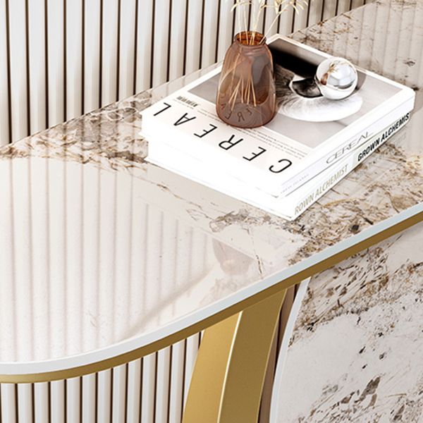 Stone Half Moon Accent Table 1-shelf 31.5" Tall Console Table for Hall Clearhalo 'Console Tables' 'console_tables' 'Entry & Mudroom Furniture' 'furn' 'furn_console_tables' 'Furniture' 1200x1200_fd14e75d-d67e-417e-8c2a-c6257d1ad05f