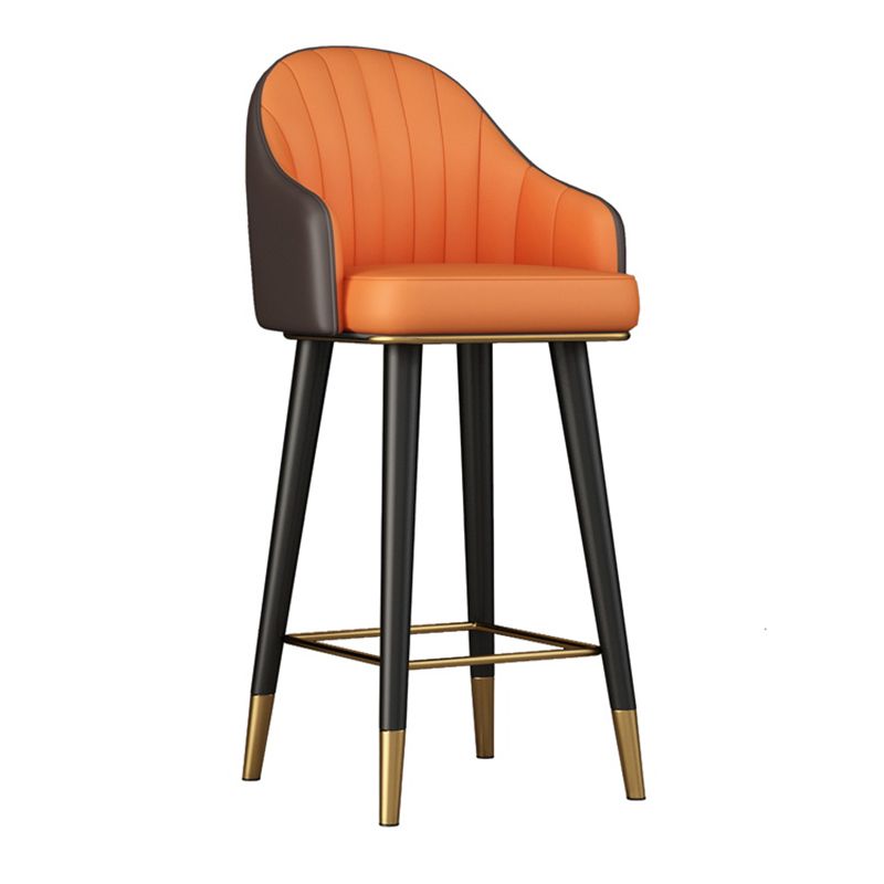 Glam Backrest Bar Stool Leather Counter Stool with Metal Legs Clearhalo 'Bar Furniture' 'Bar Stools' 'bar_stools' 'furn' 'furn_bar_stools' 'Furniture' 'Kitchen & Dining Furniture' 1200x1200_fd1558b4-bc68-4a08-9148-cfb46d08092d