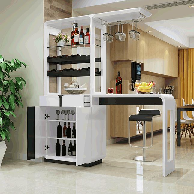 Modern Rectangle Bar Table Wood Table with Wine Cabinet for Living Room Clearhalo 'Bar Furniture' 'Bar Tables' 'bar_tables' 'furn' 'furn_bar_tables' 'Furniture' 'Kitchen & Dining Furniture' 1200x1200_fd16fd1a-657e-467f-a3a3-148e121f4620