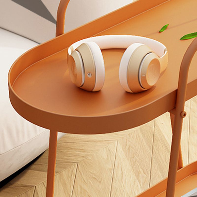 Oval 2-Tier End Table with Casters Mid-Century Modern Metal Side Table Clearhalo 'Coffee & Accent Tables' 'End & Side Tables' 'end_side_tables' 'furn' 'furn_end_side_tables' 'Furniture' 'Living Room Furniture' 1200x1200_fd1768e0-e843-44d5-aef8-cf89305555c1