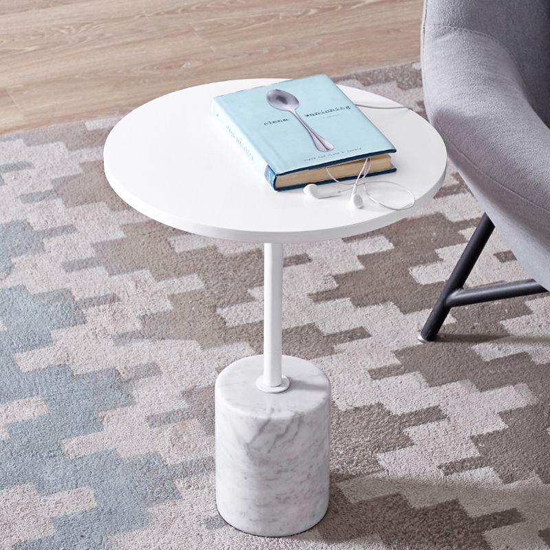 Mesa de portaobjetos de extremo de pedestal de mármol moderno mesa redonda blanca