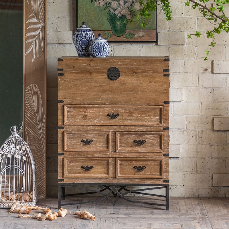 Moderne moderne houten rechthoek IJzeren benen Accent Cabinet met lade