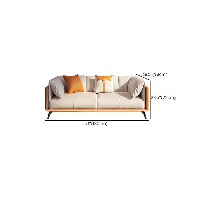 Contemporary Faux Leather Sofa with Tuxedo Arm in Orange and White Clearhalo 'furn' 'furn_sofas' 'Furniture' 'Living Room Furniture' 'Sofa' 'sofas' 1200x1200_fd1905fc-ee2b-41e7-9d5f-7910ccdfa4ba