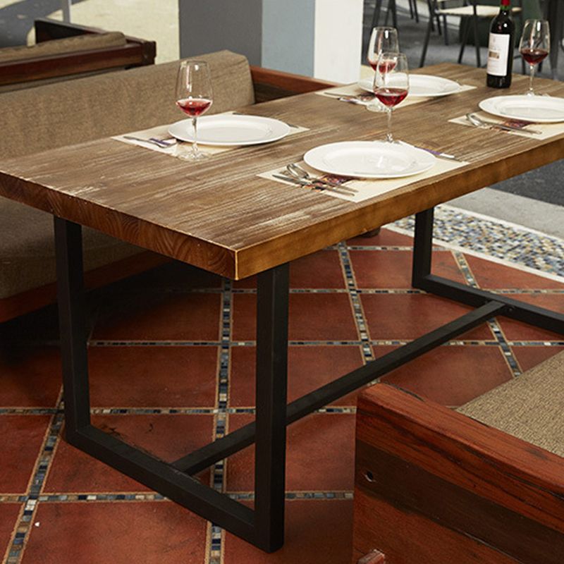 Industrial Dining Site Table Solid Wood Dining Room Furniture with Trestle Base Clearhalo ' dining_table' 'Dining Tables & Seating' 'Dining Tables' 'furn' 'furn_dining_table' 'Furniture' 'furniture_dining_table' 'Kitchen & Dining Furniture' 'kitchen&dining_furn' 'kitchen' 'kitchen_dining_table' 1200x1200_fd19a887-192e-4519-94fa-157f4d0240fb