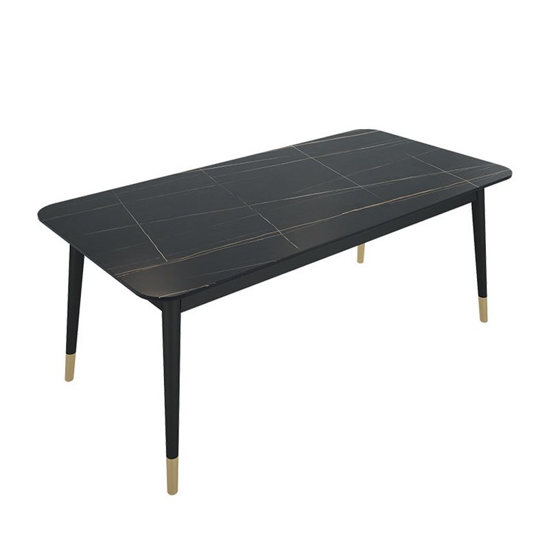 Stone Top Dining Table Contemporary Rectangle Table with 4 Black Legs Clearhalo 'Dining Tables & Seating' 'Dining Tables' 'dining_table' 'furn' 'furn_dining_table' 'Furniture' 'furniture_dining_table' 'Kitchen & Dining Furniture' 'kitchen' 'kitchen_dining_table' 1200x1200_fd1a0e40-6035-48fc-9d4f-6e5081f4004d