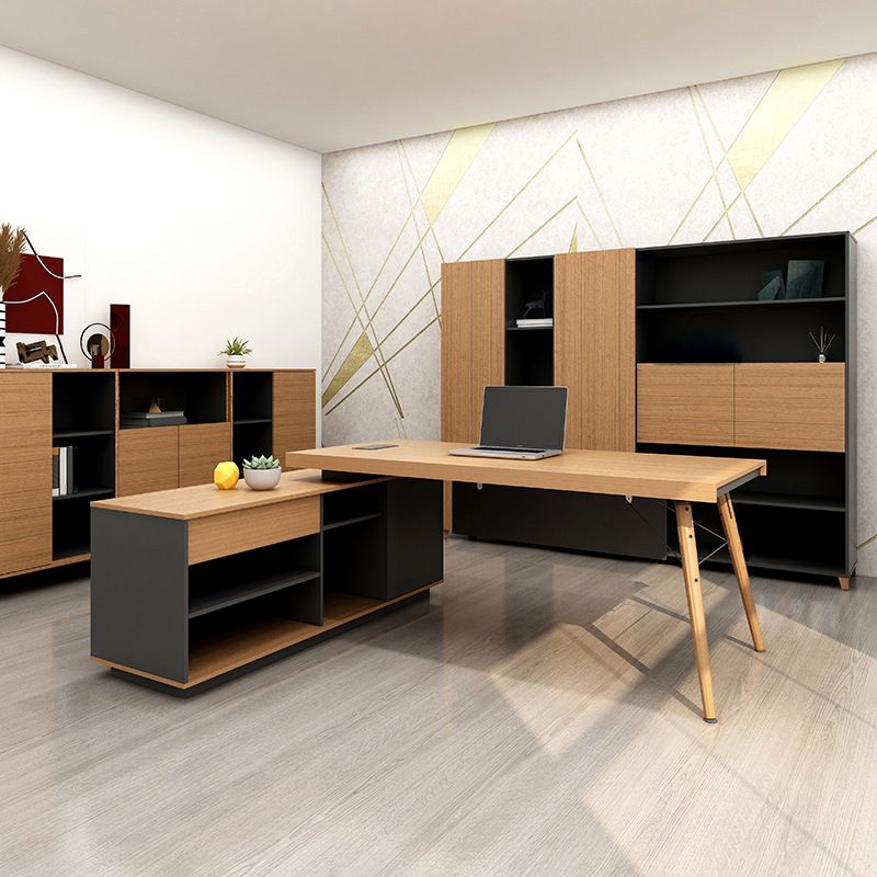 Contemporary Natural Office Desk Pedestal L-Shape Executive Desk for Office Clearhalo 'furn' 'furn_office_desk' 'Furniture' 'Office Desks' 'Office Furniture' 'office_desk' 1200x1200_fd1a9352-b091-4333-9cb2-c557b7c67453