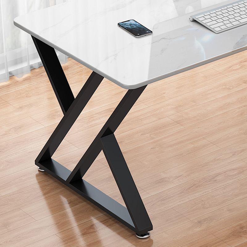 Scrivania di scrittura glam bianca rettangolare in metallo da ufficio per ufficio