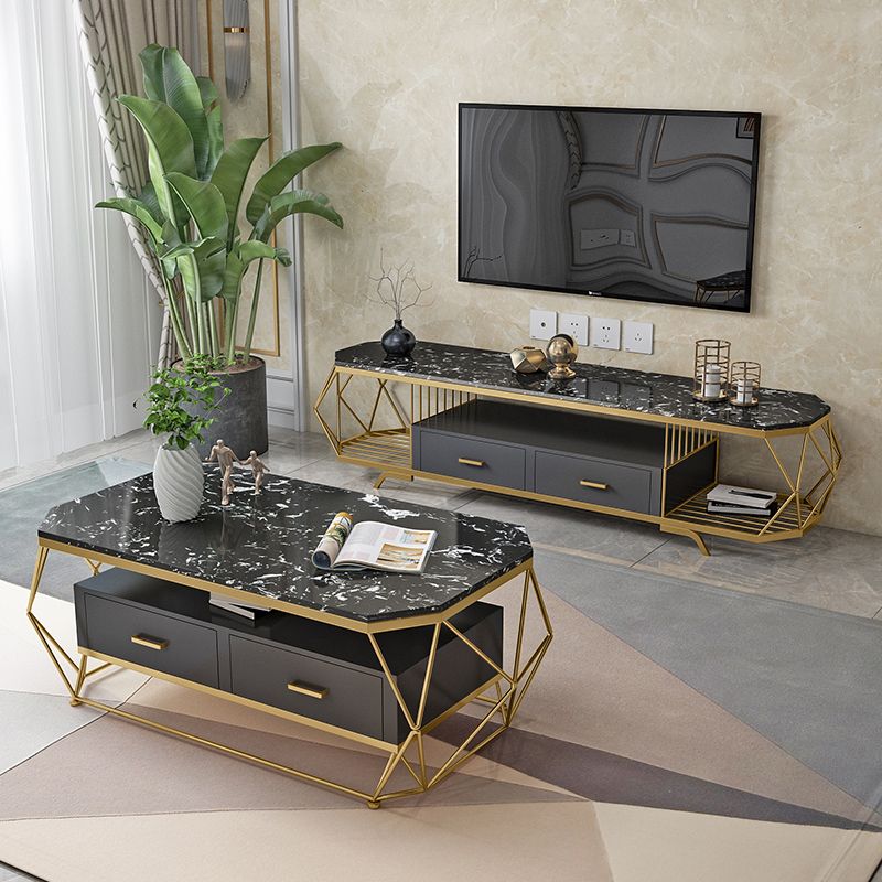 Contemporary TV Media Stand Marble Stand Console with Drawers Clearhalo 'furn' 'furn_tv_stands_entertainment_centers' 'Furniture' 'Living Room Furniture' 'TV Stands & Entertainment Centers' 'TV Stands & Media Storage Furniture' 'tv_stands_entertainment_centers' 1200x1200_fd1dd8e9-9a11-4b7a-a0c3-9833f92ff4ca