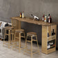 Backless Solid Wood Dining Stools Round Bar Stools with Metal Legs