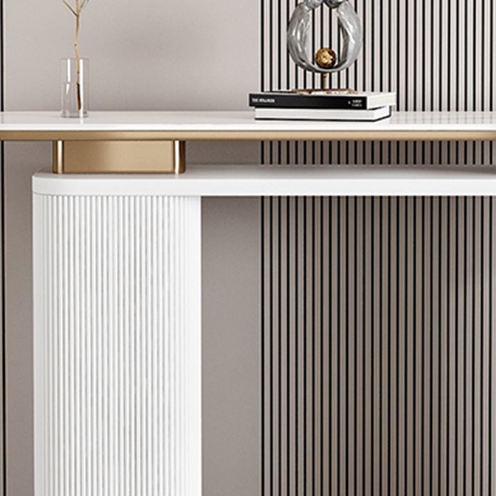 Console ovale in pietra Tavola 33,46 "Accento bianco alto per Hall