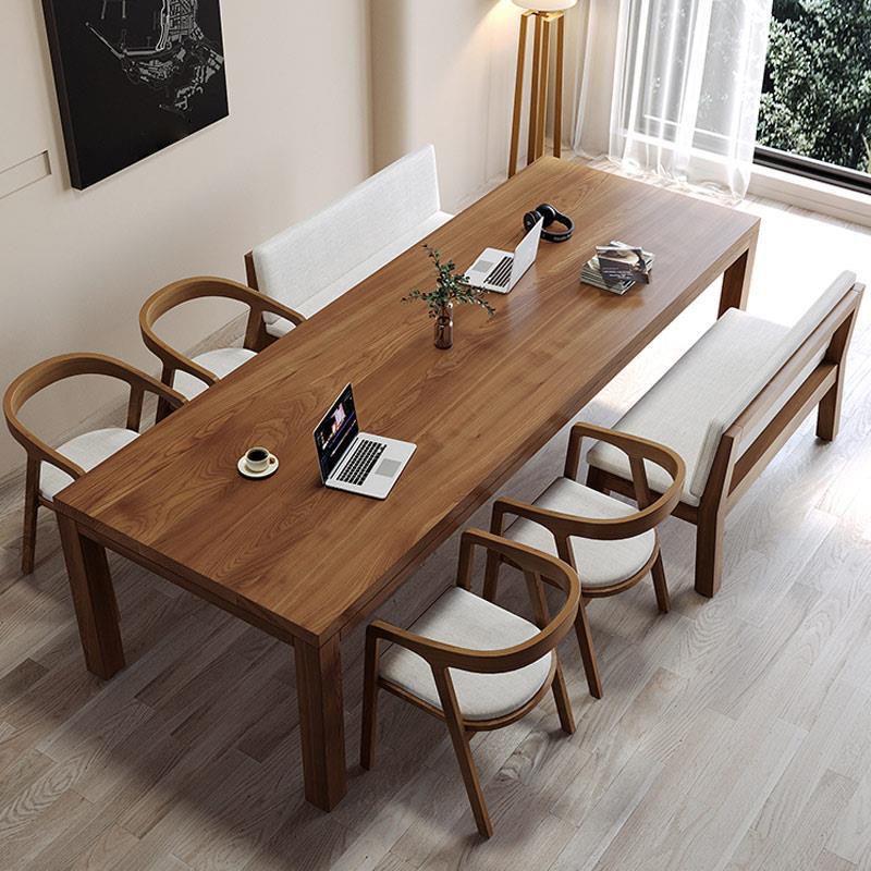 Mesa de comedor moderna de madera maciza, mesa de comedor de 4 patas para comedor