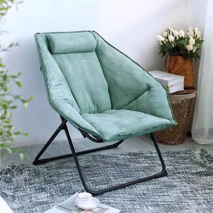 Sedia reclinabile contemporanea in pelle incollata e base in metallo