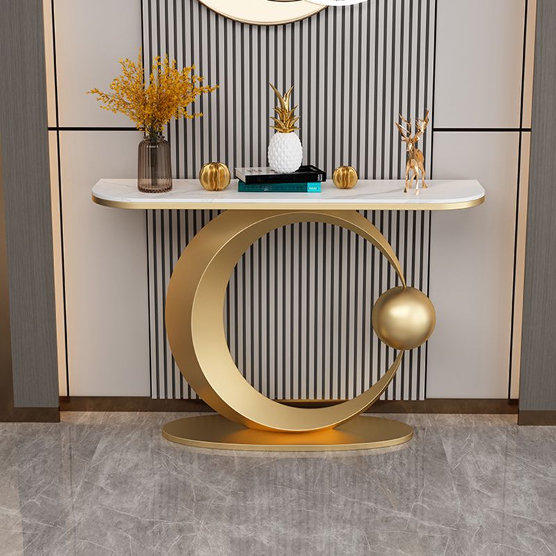 Contemporary Console Accent Table Antique Finish Console Sofa Table in Stone Clearhalo 'Console Tables' 'console_tables' 'Entry & Mudroom Furniture' 'furn' 'furn_console_tables' 'Furniture' 1200x1200_fd246d41-8969-4508-9d3b-0b2c44523b84