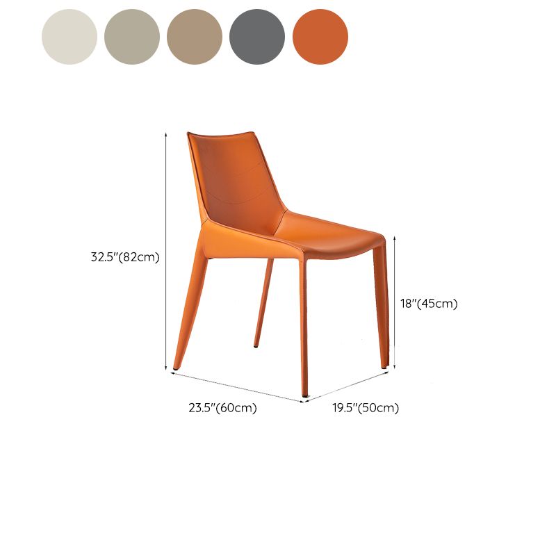 Chaise de style moderne en cuir en cuir chaise latéral avec base en métal