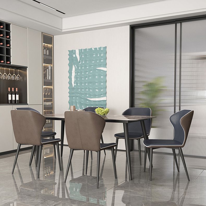 Industrial Grey Table for Restaurant Rectangle Dining Table with Metal 4 Legs Clearhalo 'Dining Tables & Seating' 'Dining Tables' 'dining_table' 'furn' 'furn_dining_table' 'Furniture' 'furniture_dining_table' 'Kitchen & Dining Furniture' 'kitchen' 'kitchen_dining_table' 1200x1200_fd27b984-da4d-4cac-b337-6b918d585fd9