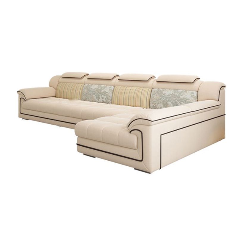 Cream Contemporary Pillow Top Arm Sectional for Living Room, Apartment Clearhalo 'furn' 'furn_sectionals' 'Furniture' 'furniture_sectionals' 'kitchen' 'kitchen_sectionals' 'Living Room Furniture' 'Sectionals' 1200x1200_fd2a6ec4-f92c-4c89-b1d6-34c03c07a3ef