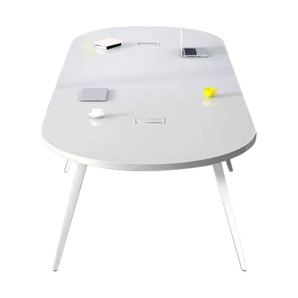 Escritorio de oficina de madera contemporánea Base de escritura ovalada