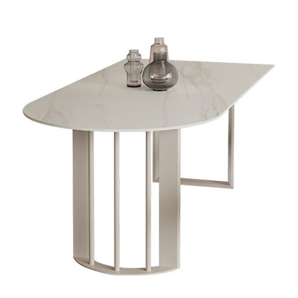 Sintered Stone Dining Table White Top Modern Double Pedestal Table for Kitchen Clearhalo ' dining_table' 'Dining Tables & Seating' 'Dining Tables' 'furn' 'furn_dining_table' 'Furniture' 'furniture_dining_table' 'Kitchen & Dining Furniture' 'kitchen&dining_furn' 'kitchen' 'kitchen_dining_table' 1200x1200_fd2c881c-1a9a-4423-a827-036205bfc129