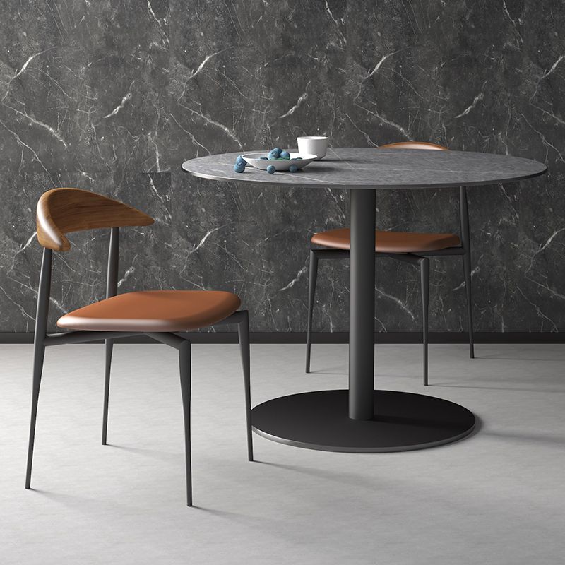 Modern Open Back Dining Chairs Faux Leather Cushion Armless Dining Side Chair