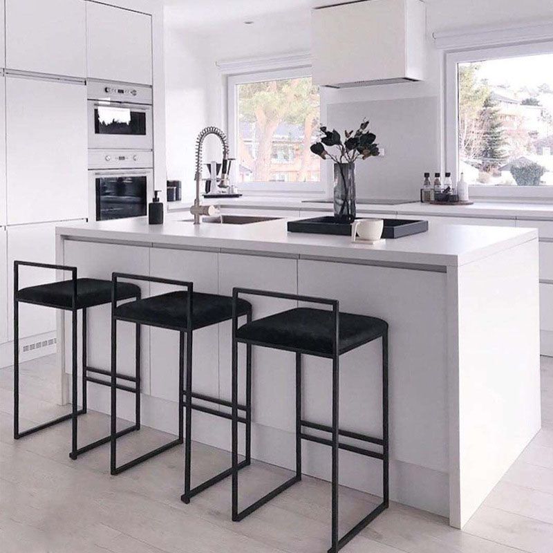 Modern Backrest Counter Stool Iron Milk Tea Shop Bar Stool with Velvet Cushion and Pedal Clearhalo 'Bar Furniture' 'Bar Stools' 'bar_stools' 'furn' 'furn_bar_stools' 'Furniture' 'furniture_bar_stools' 'Kitchen & Dining Furniture' 1200x1200_fd2f2c80-becb-4bdb-9d49-ce9e00a3cd9b