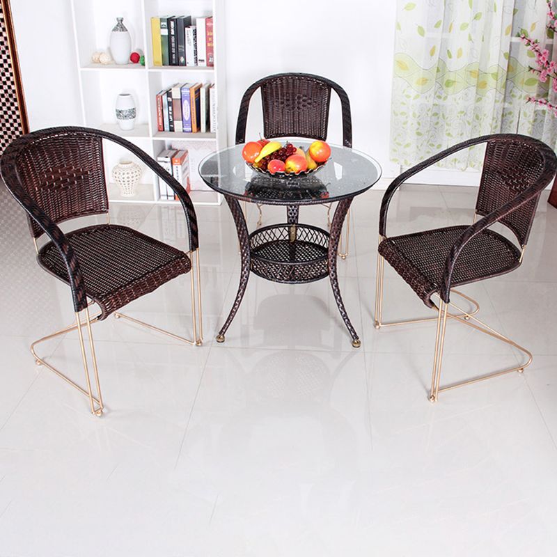 Chaise de bras en métal à dos tissé en bois de style moderne du milieu du siècle