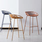 Contemporary Armed Contoured Seat PP Plastic Stool with Metal Base