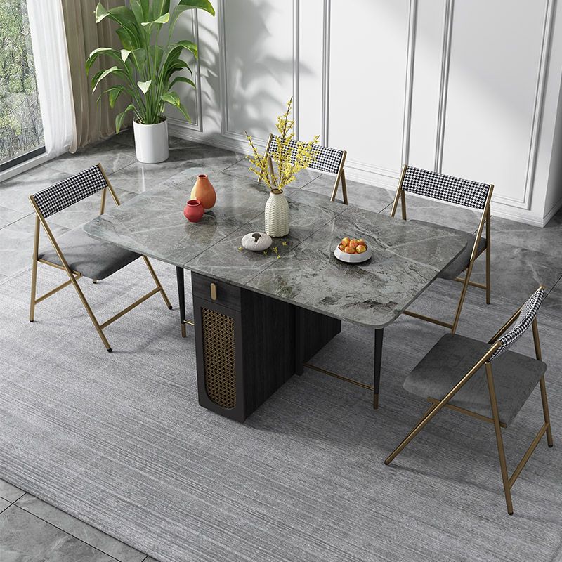 59'' Foldable Sintered Stone Top Dining Table Modern Rectangle Table with Trestle Base Clearhalo ' dining_table' 'Dining Tables & Seating' 'Dining Tables' 'furn' 'furn_dining_table' 'Furniture' 'furniture_dining_table' 'Kitchen & Dining Furniture' 'kitchen&dining_furn' 'kitchen' 'kitchen_dining_table' 1200x1200_fd313418-ac18-48e1-9b59-fd834af7e02f