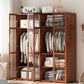Modern Style Wardrobe Cabinet Solid Wood Clothes Rail Wardrobe Armoire