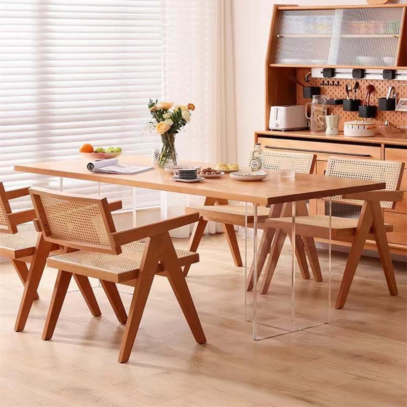 Modern Double Pedestal Dining Table Wood Table for Dining Room Kitchen Clearhalo 'Dining Tables & Seating' 'Dining Tables' 'dining_table' 'furn' 'furn_dining_table' 'Furniture' 'Kitchen & Dining Furniture' 1200x1200_fd31c226-e15e-4296-94dd-985fc30ddd17