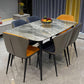 Stone Top Dining Table Contemporary Rectangle Dining Table with 4 Legs in Black