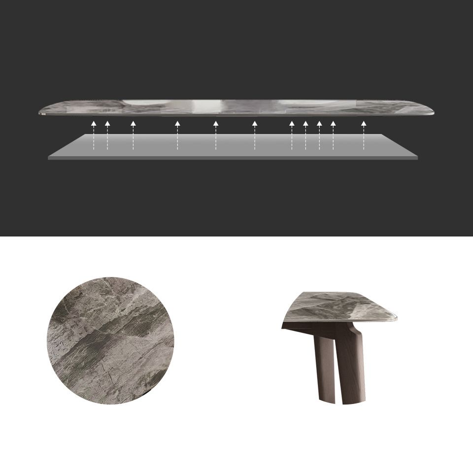 Modern Style Sintered Stone Dining Table with Grey Table and 4 Solid Wood Legs Base for Home Use Clearhalo 'Dining Room Sets' 'Dining Tables & Seating' 'dining_room_set' 'Furniture' 'furniture_dining_room_set' 'Kitchen & Dining Furniture' 'kitchen&dining_furn' 'kitchen' 1200x1200_fd32ba88-bd11-4551-954b-1d0f4720d102