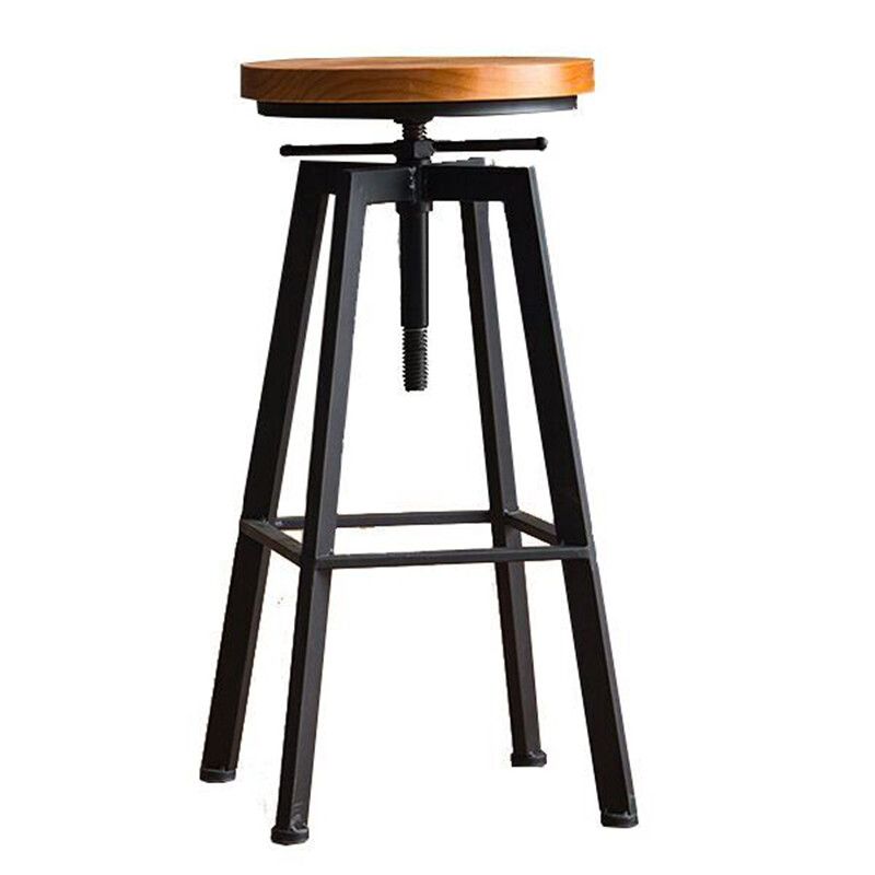 Industrial Armless Rotatable Counter Stool Iron Cafe Bar Stool with Pedal Clearhalo 'Bar Furniture' 'Bar Stools' 'bar_stools' 'furn' 'furn_bar_stools' 'Furniture' 'Kitchen & Dining Furniture' 1200x1200_fd333978-841a-4537-adc1-03fdcdbe74fe
