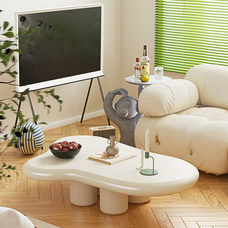 Scandinavian Style Coffee Cocktail Table Solid Wood 3 Legs Coffee Table in White Clearhalo 'Coffee & Accent Tables' 'Coffee Tables' 'coffee_tables' 'furn' 'furn_coffee_tables' 'Furniture' 'Living Room Furniture' 1200x1200_fd33651e-5e34-49cd-b8a2-5721d337e073