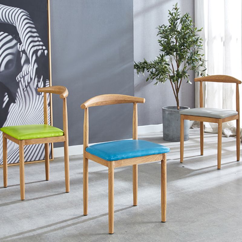 Contemporary Style Metal Kitchen Chairs Set Open Back Side PU Leather Chair Clearhalo ' kitchen&dining_furn' 'Dining Chairs' 'Dining Tables & Seating' 'dining_chair' 'furn' 'furn_dining_chair' 'Furniture' 'furniture_dining_chair' 'Kitchen & Dining Furniture' 'kitchen' 1200x1200_fd33ca04-3803-4a3d-8df7-e6a6390ba236