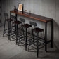Industrial Armless Counter Stool Iron Bar Stool with Leather Cushion and Footrest