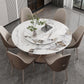 Mesa de comedor de piedra sinterizada redonda muebles modernos con base de acero pedestal