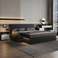 Black Wood Panel Bed Lift Up Storage Standard Bed with Headboard