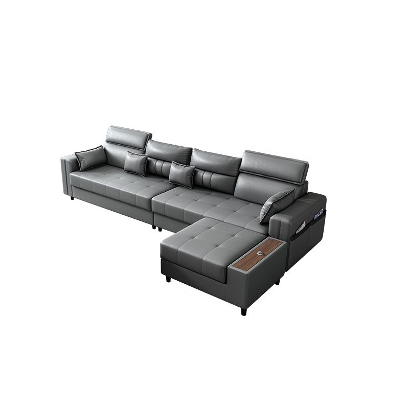 Square Arm Grey Cushion Back Contemporary Storage Adjustable Living Room Sofa Clearhalo 'Furniture' 'furniture_sectionals' 'kitchen' 'kitchen_sectionals' 'Living Room Furniture' 'Sectionals' 1200x1200_fd3b46f5-71bb-4eb7-9432-dd45a3213498