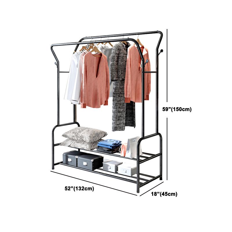 Contemporary Metal Open Armoire Black and White Cabinet with Caster Wheels Clearhalo 'Armoires & Wardrobes' 'armoires_wardrobes' 'Bedroom Furniture' 'furn' 'furn_armoires_wardrobes' 'Furniture' 1200x1200_fd3b90ba-0fff-45dc-8650-a47a3ce5a709