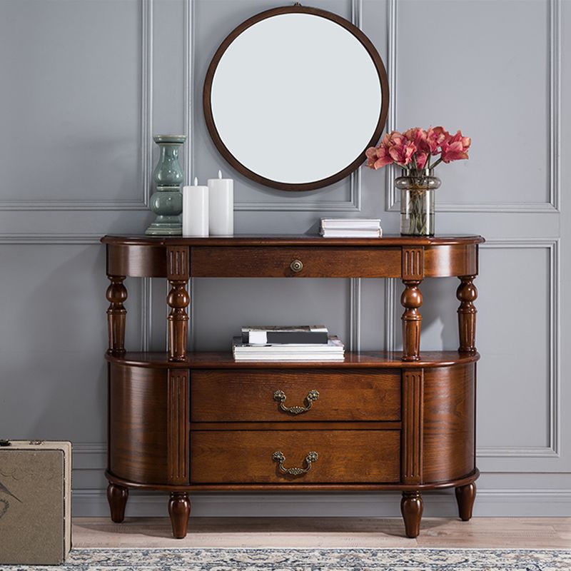 Half Moon Shape Contemporary Console Table Brown/Grey Console Sofa Table